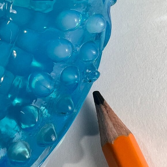 Vtg Fenton Cat Head Blue Opalescent Hobnail Glass 3995 Slipper Shoe 60s Glows - Picture 11 of 16